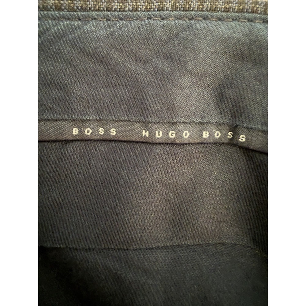 Hugo Boss Men's 36x32 Gray Check Flat Front Dress Pants Zip Slash Pockets - Picture 8 of 9
